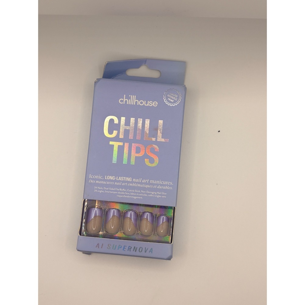 Chillhouse Chill Tips AI Supernova Press On Nail Kit 24 Count Purple Iridescent